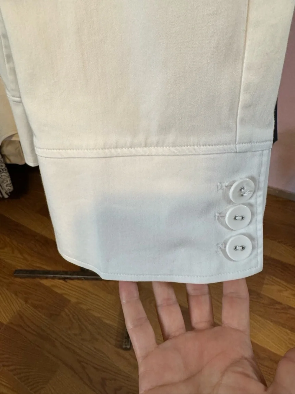 Multiples Button Cuff Cropped Trousers White Size 14 Coastal Chic